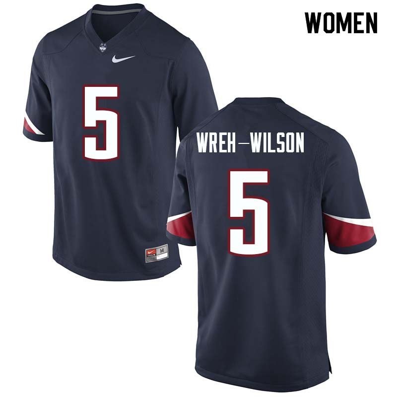 Women #5 Blidi Wreh-Wilson Uconn Huskies College Football Jerseys Sale-Navy